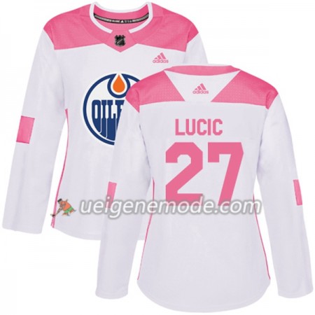Dame Eishockey Edmonton Oilers Trikot Milan Lucic 27 Adidas 2017-2018 Weiß Pink Fashion Authentic
